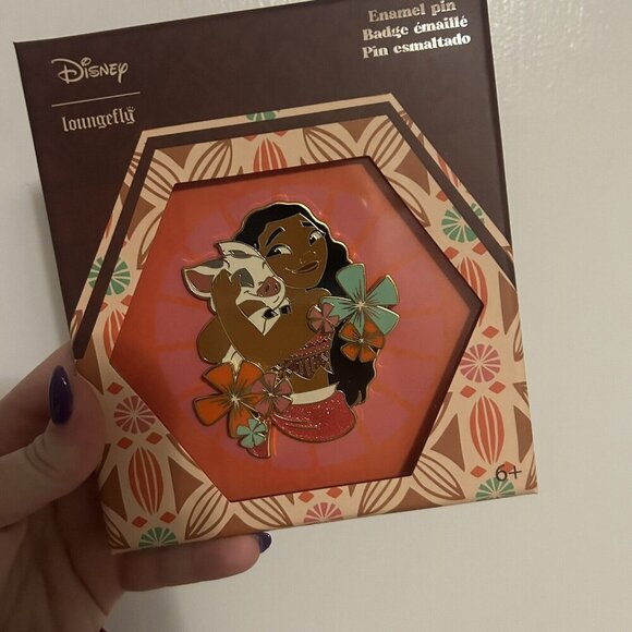 Loungefly Disney Moana and Pua Floral Glitter Limited Edition 1000 Pin NWT - Picture 7 of 11